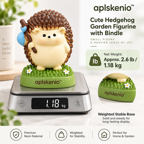 aplskenio™ Cute Hedgehog Garden Figurine with Bindle