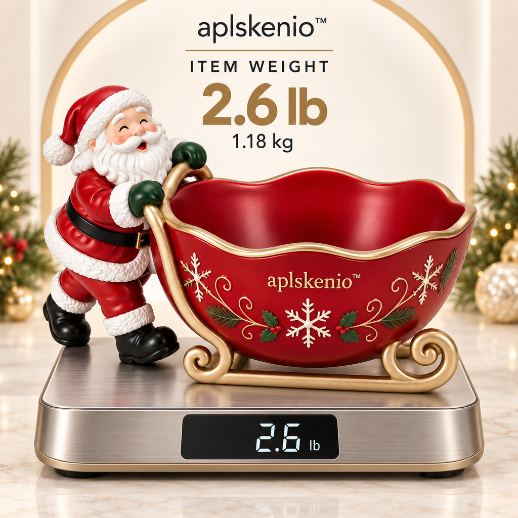 APLSKENIO™ Santa Sleigh Christmas Candy Bowl – Hand-Painted Holiday Tabletop Decoration for Wrapped Candy, Gifts & Ornaments