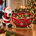 APLSKENIO™ Santa Sleigh Christmas Candy Bowl – Hand-Painted Holiday Tabletop Decoration for Wrapped Candy, Gifts & Ornaments