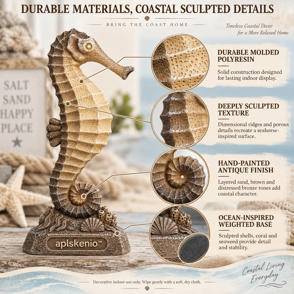 aplskenio™ Coastal Seahorse Tabletop Sculpture
