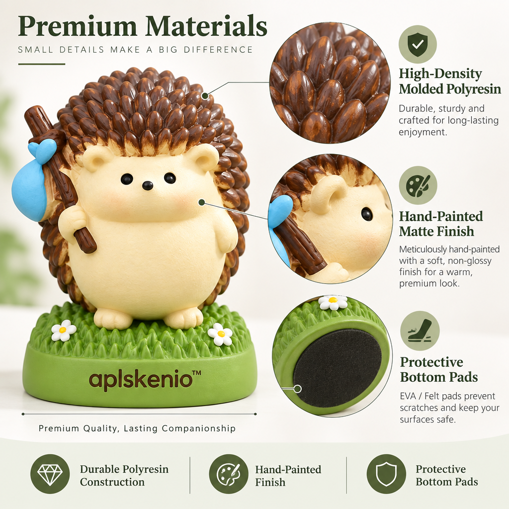 aplskenio™ Cute Hedgehog Garden Figurine with Bindle